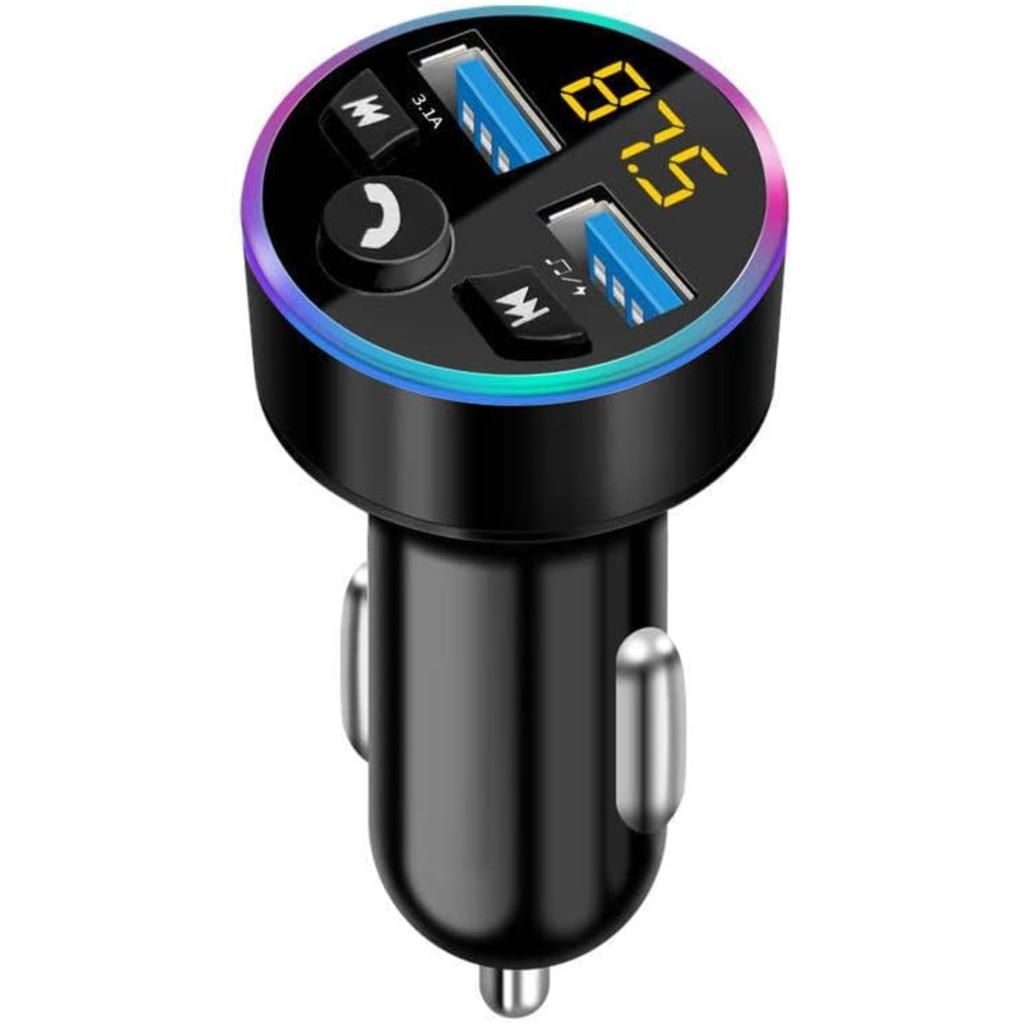 FM Transmitter, Bluetooth 5.0 Car Radio Audio Adapter MP3 Player With Dual USB Charger for Phone and Tablets