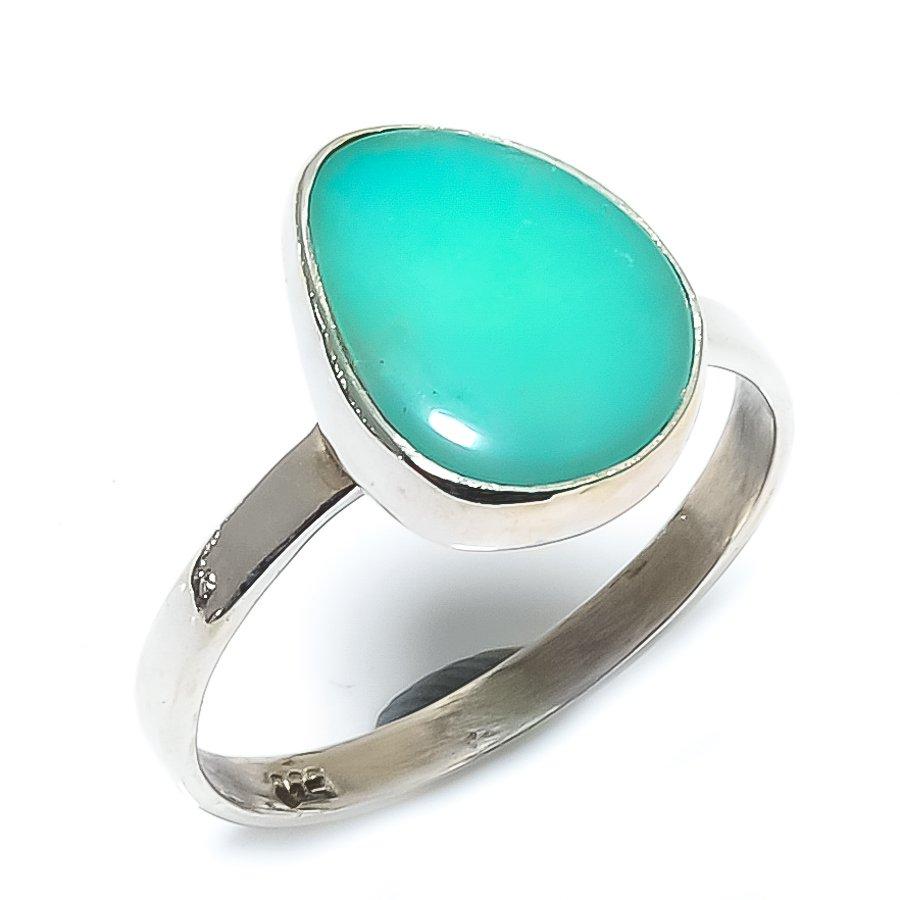 Natural Chrysoprase Gemstone Handmade 925 Solid Sterling Silver Ring S.7.5 Q9U97