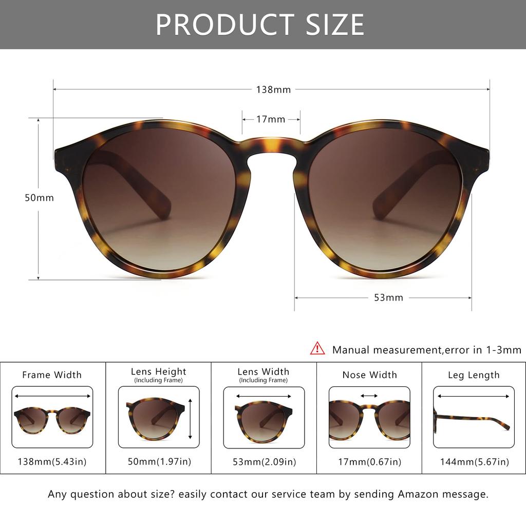 SUNGAIT Classic Vintage Round Polarized Sunglasses for Men and Retro UV400 JP Women, Style, Protection, SGT166-LBWSC
