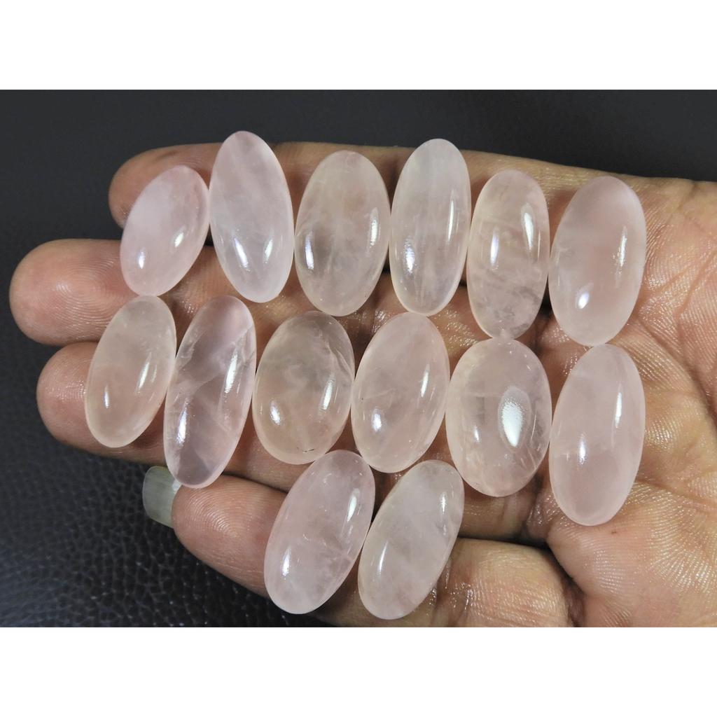 265Cts.Natural Pink Rose Quartz Oval Shape Cabachon Loose Gemstone 14Pcs Lot C-2531