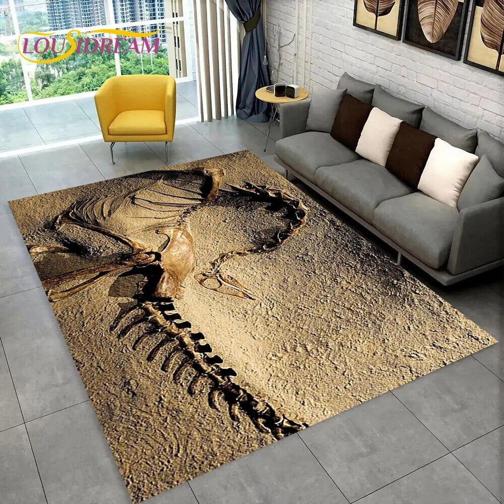 3D Animal Dinosaur Fossil Series Area Rug,Carpet Rug for Home Living Room Bedroom Sofa Doormat Kitchen Decor,Non-slip Floor Mat