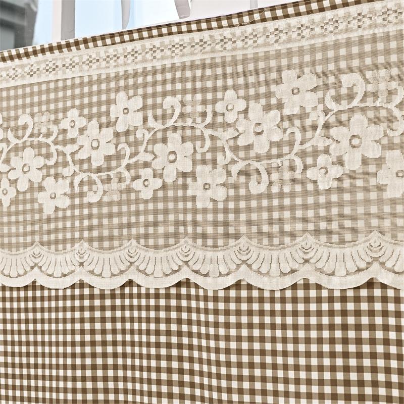 Kitchen Short Curtain Panel with Top, Light Filtering Polyester Privacy Panel and Trim Accent Style Window Drape