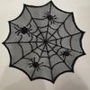 Round Spiders Webs Laces Placemat Soft Polyester Cobwebs Table Mats for Dining Ambiances