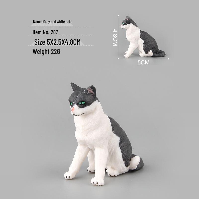 Children's Black and White Kitten Simulation Set - Toy Cat Figurine