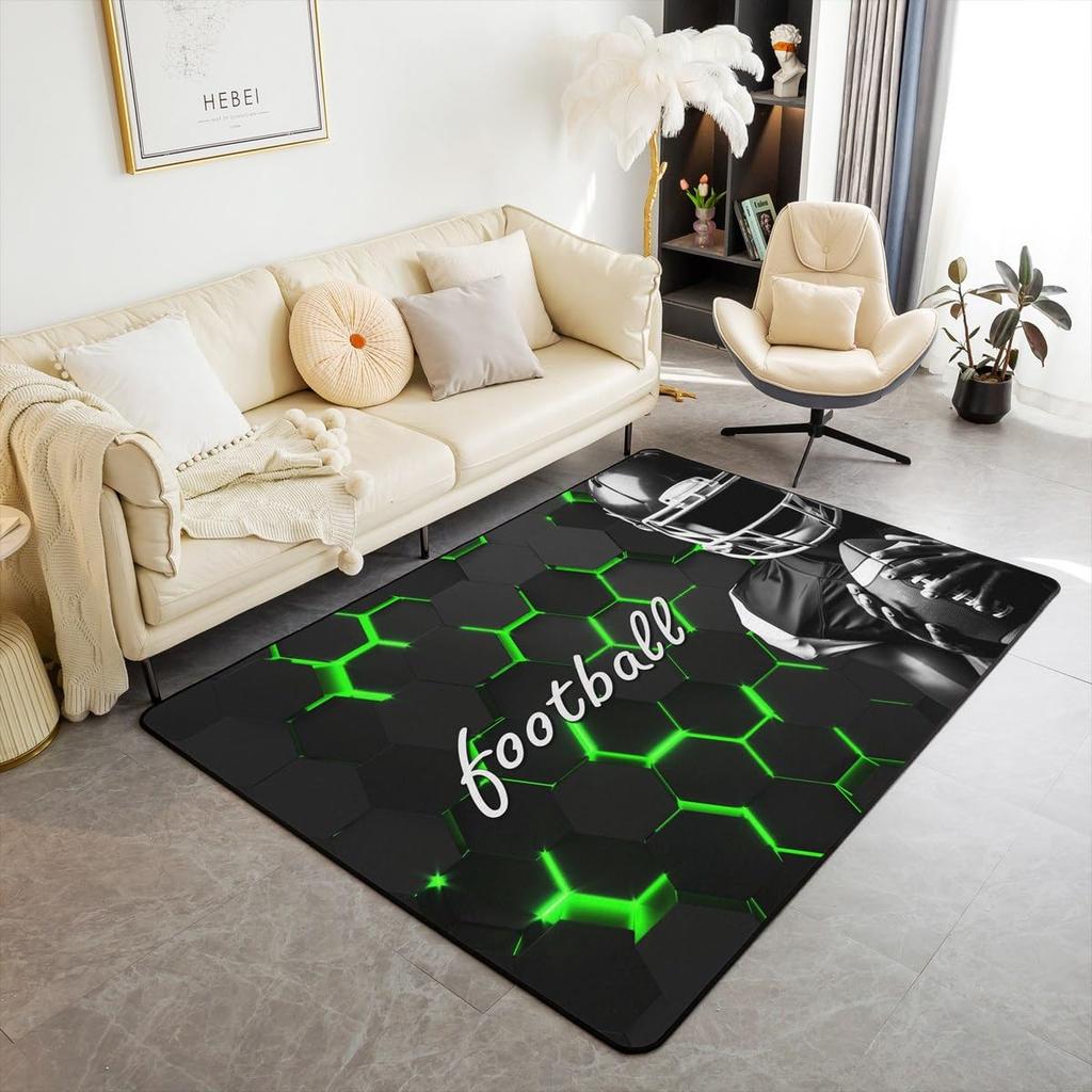 Karate Silhouette Print Area Rug, Red Background Non-Slip Floor Mat for Living Room Bedroom, Sports Home Decor Carpet