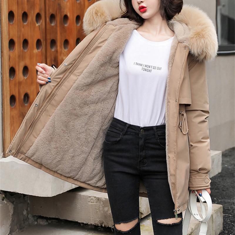 Abrigo de invierno para mujer Abrigo Parker de lana Abrigo de piel con capucha para mujer