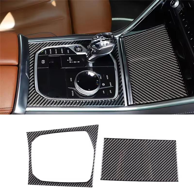 ABLZ-For BMW 8 Series G14 G15 G16 -  LHD Carbon Fiber Gear Shift Central Control Storage Box Panel Kit Trim Accessory