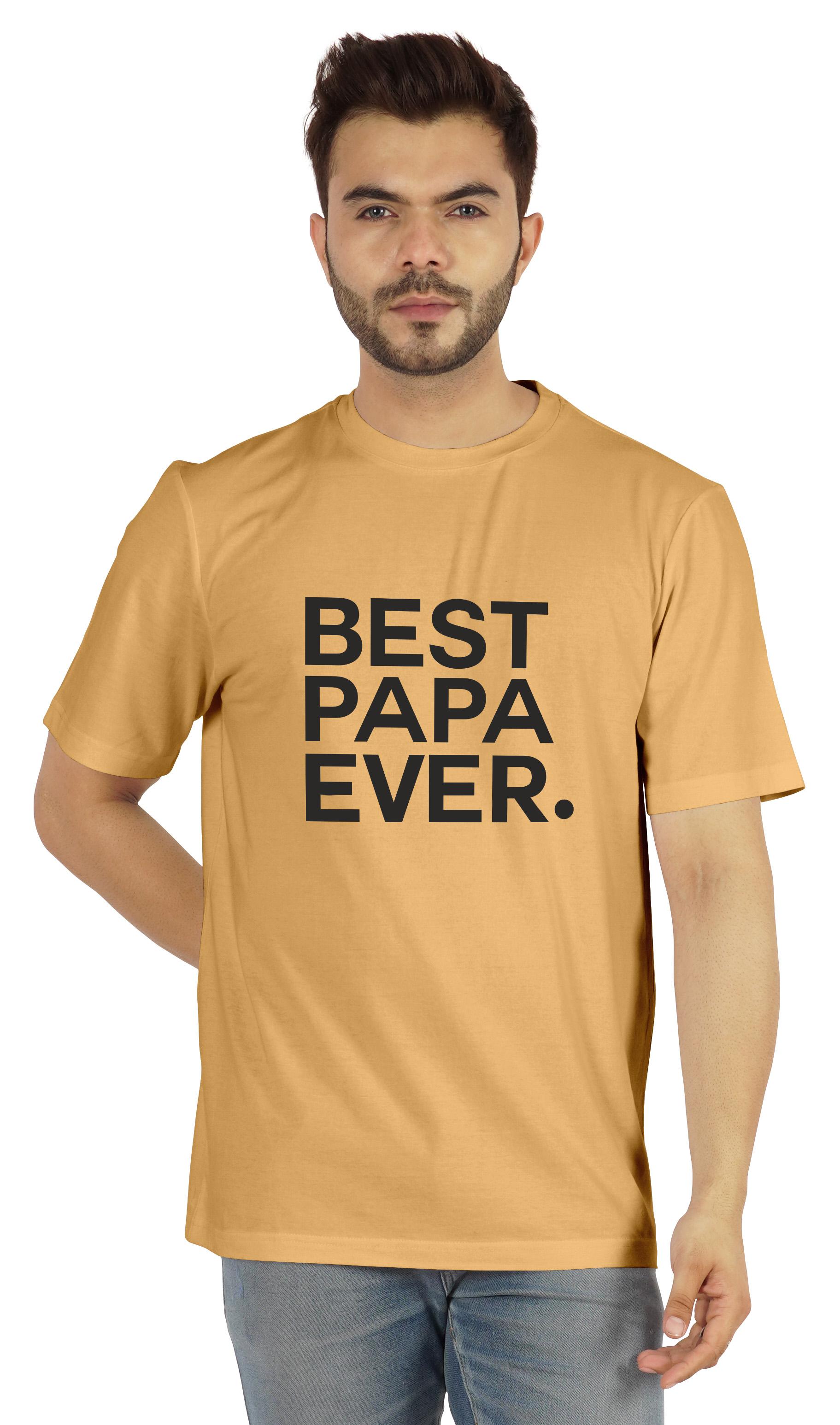 

Чоловіча графіка Inkmeso Best Papa Ever. Футболка з круглим вирізом для подарунка до Дня батька XXL жовтий