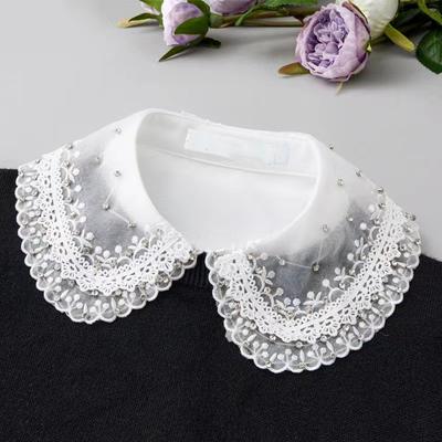 White Lace Lapel Fake Collar Shirt Fake Collar Women Detachable Fake Shirt Collar Top Women Chiffon Half Shirt Faux Col