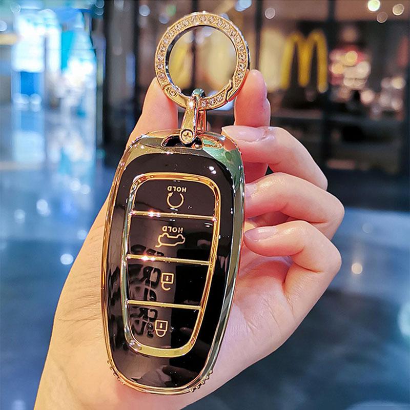 New TPU Car Remote Key Case Cover For 2022 2021 2020 Hyundai Sonata Nexo Santa Fe Tucson 4 Buttons Keyless Shell Fob Accessories