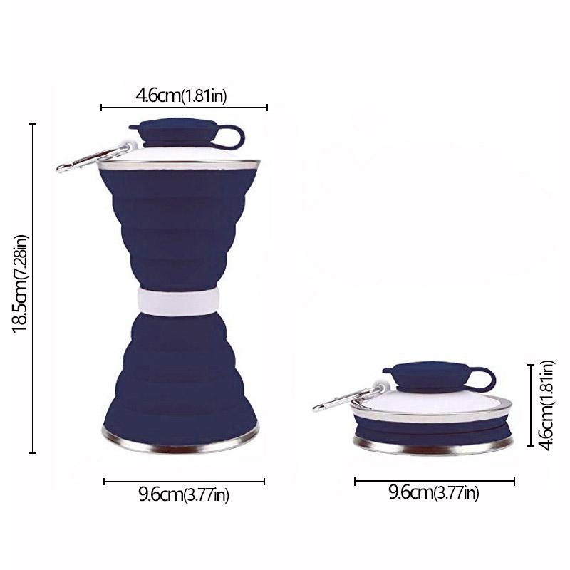 500mL New Portable Silicone Sports Foldable Water Bottle Soft Kettle Food Grade Silicone Folding Cup Water Drinking Bottle Cup