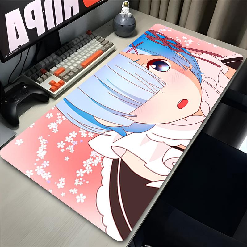 Mauspad Groß Anime Re Zero Verfügbare Größen Schreibtischmatte XXL Büro Gamer Schrank Schreibtisch Gummi-Mauspad für Spiel-PC Tastaturunterlage