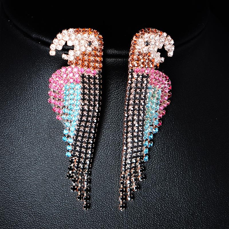 Personalized Full Diamond Parrot Stud Earrings Big Brand Limited Edition Earrings Accessories Earrings