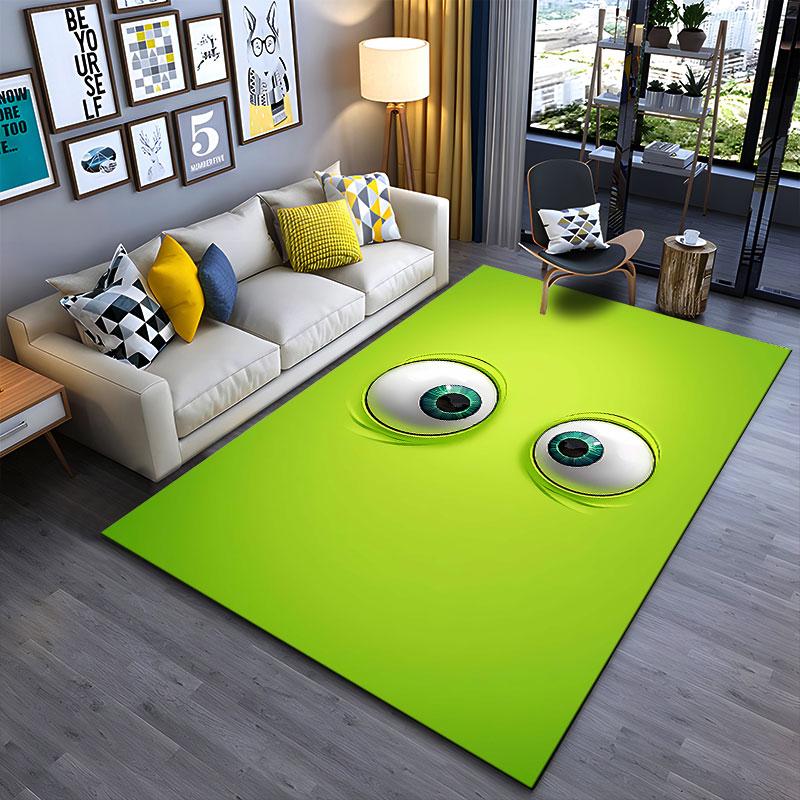 Green Cartoon Eyes Design Carpet suitable as a non-slip mat for the living room or bedroom sofa