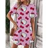 Robe d'été élégante et belle pour femme Nouvelle collection Hello Kitty Jupe courte sexy Robe mini à col rond pour femme