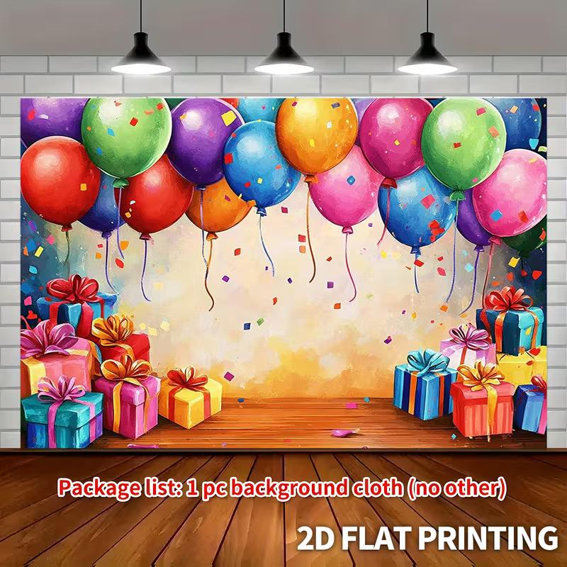 2D Vibrant Party Balloon Confetti Backdrop Photography Background Banner