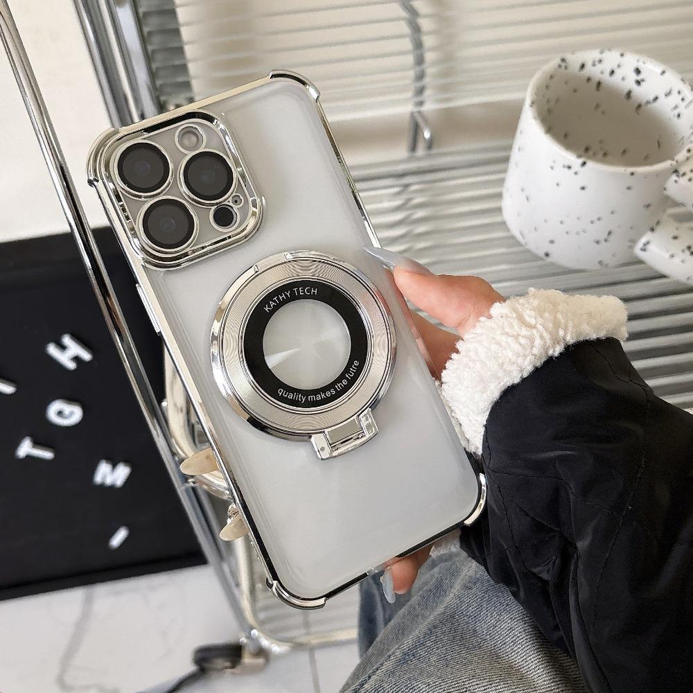 Módní pokovený kryt s podpěrou pro iPhone 17 16 15 14 13 12 11 Pro Max S držákem Stojan Nárazuvzdorný kryt s držákem pro Magsafe