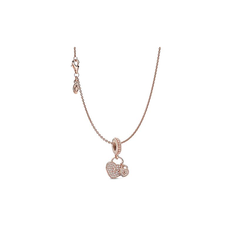 Pandora Shining Lock of Love Necklace Women s Rose Gold ZT517