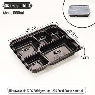 Disposable 5-Compartment Food Container