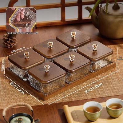 Retro Chinese Style Glass Dried Fruit & Nut Tray