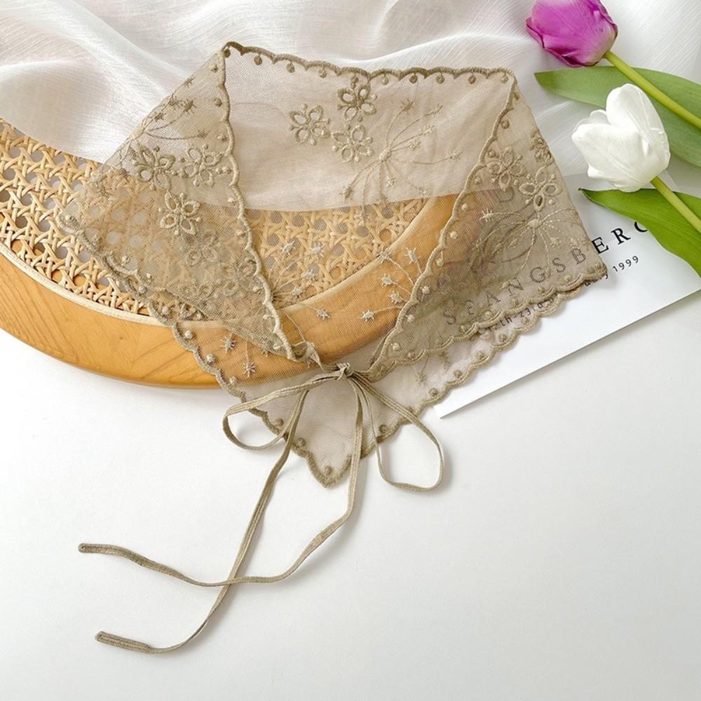 Vintage White Bandanas for Women Thin Sweet Headscarf Casual Lace Flower Hair Scarf  Pastoral Style