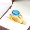 Blue Topaz Oval Cut With 925 Sterling Silver Gold Plated Ring For Men's #A889 JL375669043831