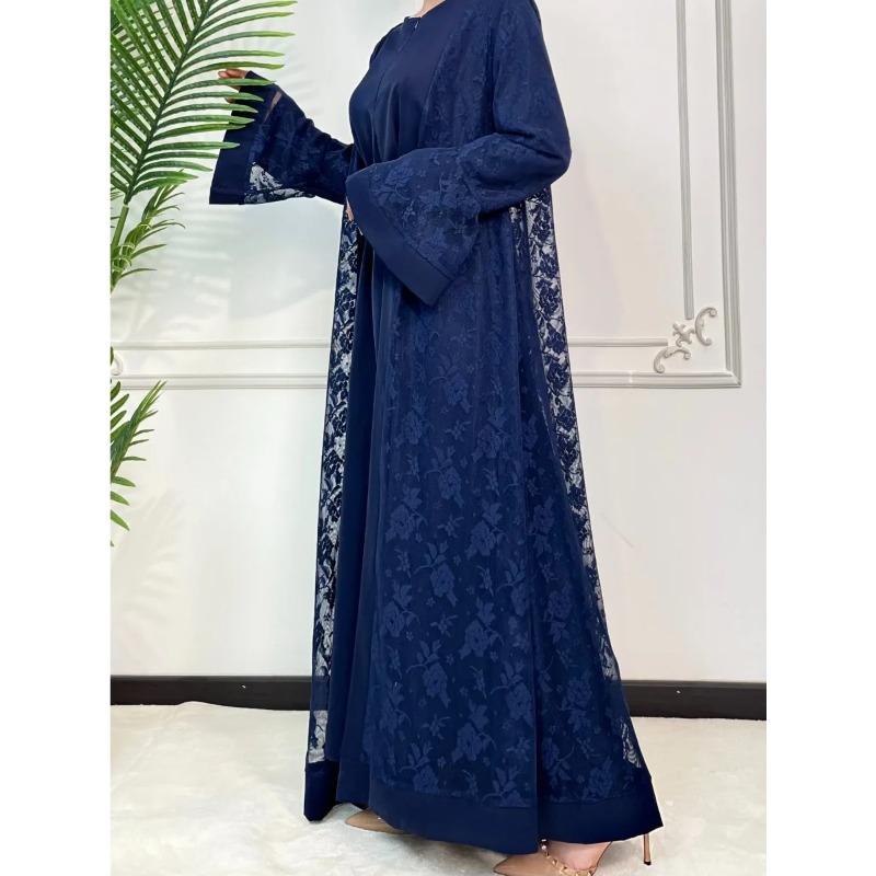 Ramadan Eid Prayer Lace Abaya 2 Piece Set Inner Dress Women Flare Sleeve Long Abayas Kaftan Djellaba Dubai Party Vestidos 2026