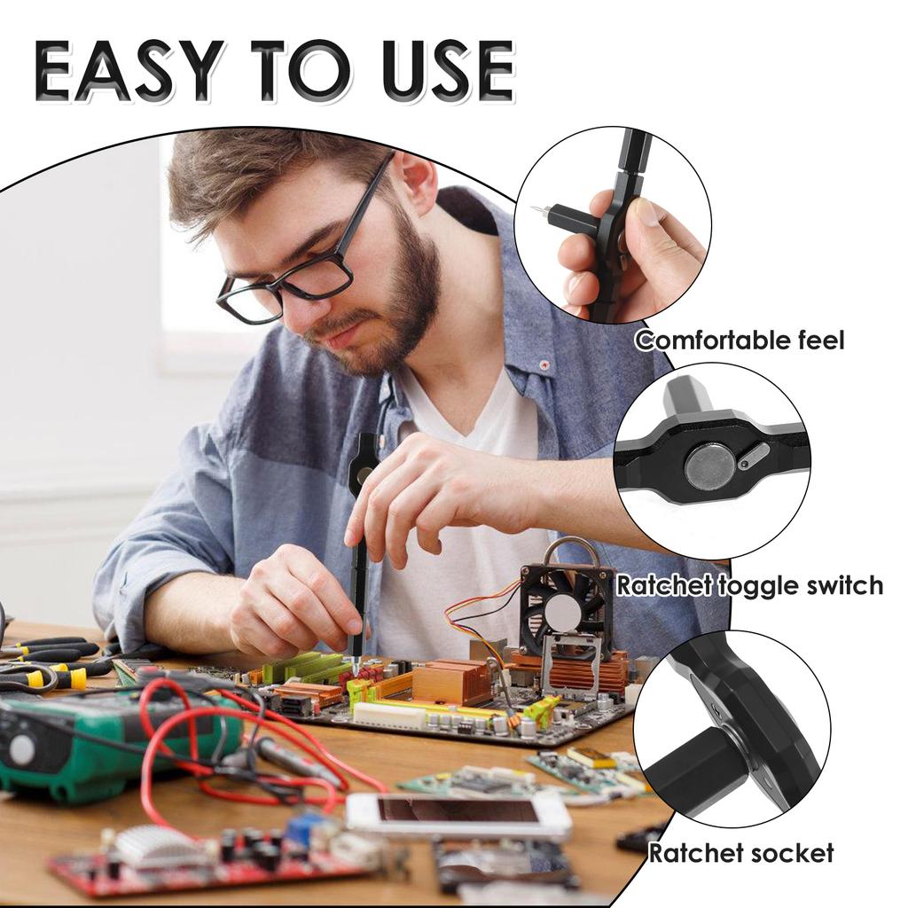24 in 1 Ratchet Screwdriver Set High Hardness Magnetic Precision Ratcheting Screwdriver Set Efficient Repair for Electronics
