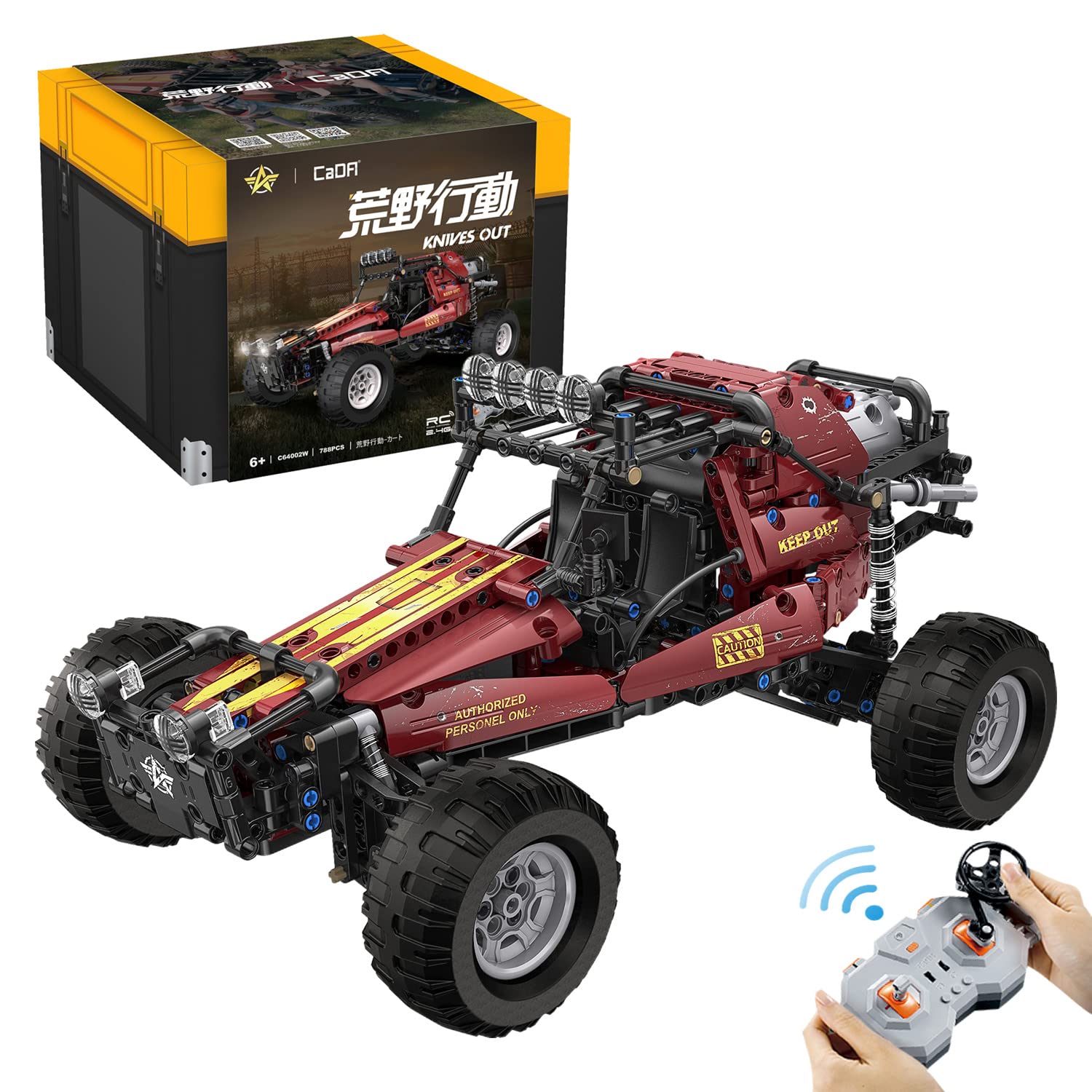 

CaDA Moving Block Kit, Radio-Controlled Kart, Officially Licensed, Knives Out, 788 Pieces, Longest Side 37cm, Red