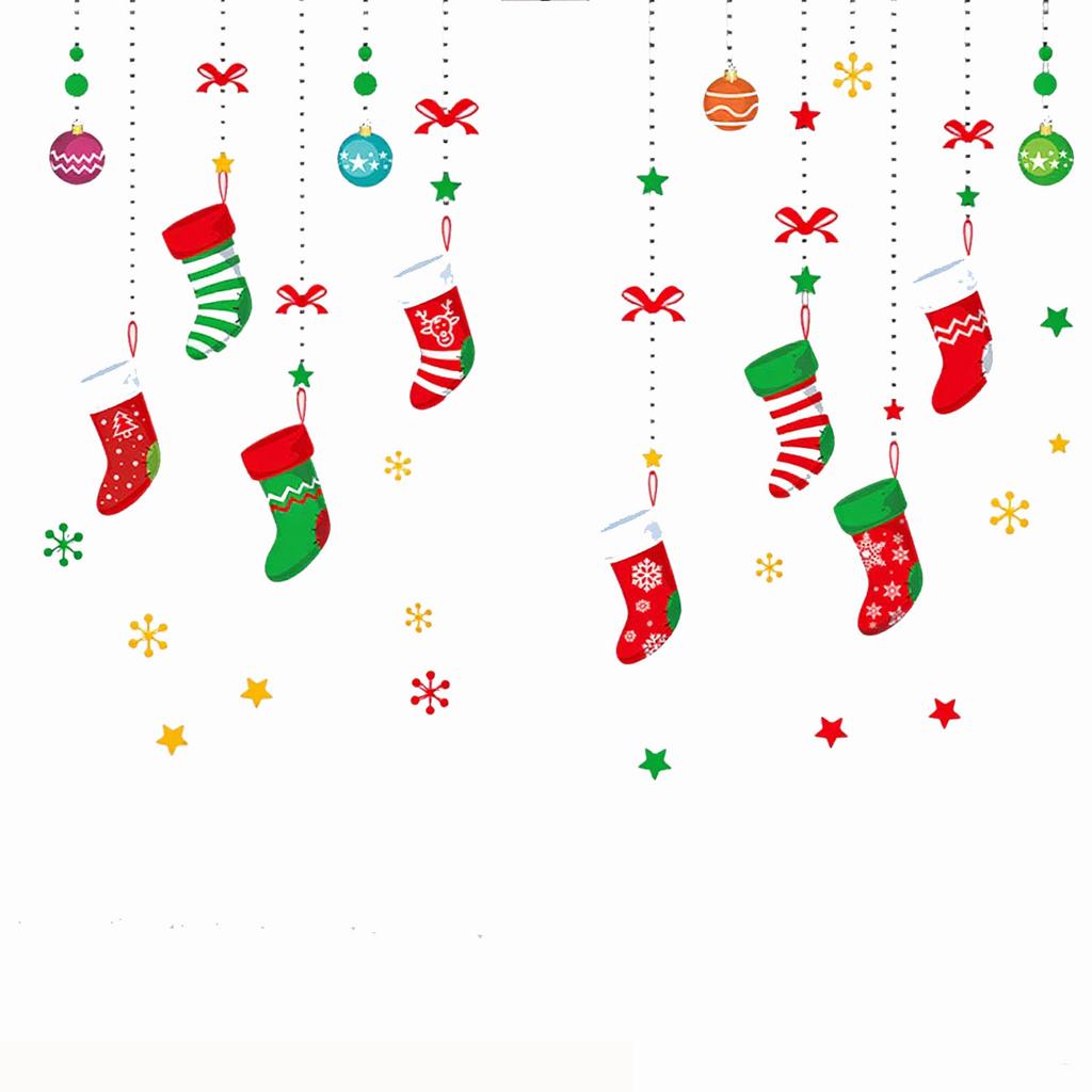 Christmas Glass Stickers Christmas Stocking Sticker Glass Wall Decor Merry Christmas 2026 Stickers New Year 2026