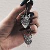 Gothic Ancient Silver Vampire Bat Triangular Shield Pendant Hoop Earrings for Women Hallowmas Party Witchcraft Jewelry Accessory