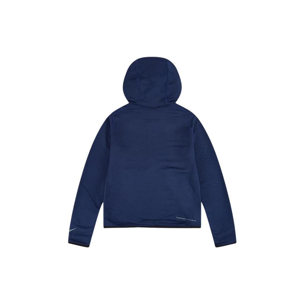 Nike Jaquetas Infantis Casuais de Manga Comprida com Capuz e Zíper, Cor Sólida Técnica, Azul Marinho Escuro FJ6809-410