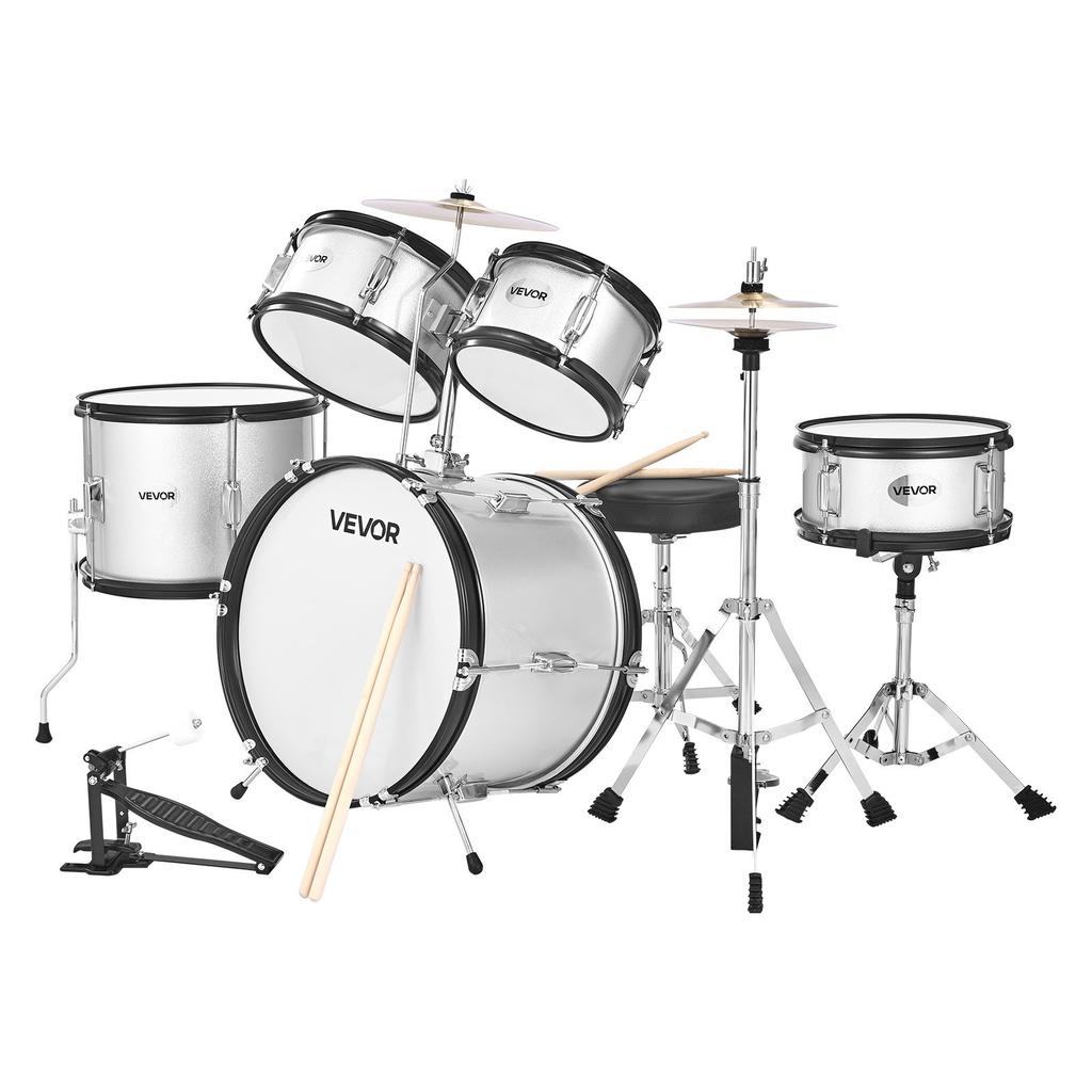 VEVOR Kids Drum Set, 5-Piece 16 in / 406.4 mm Junior Drum Sets, Beginner Drums Set with Adjustable Throne and Two Pairs of Drumsticks