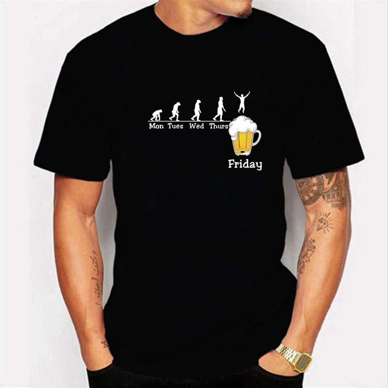Summer Printed Beer Day Funny Graphic Letters Casual Round Neck Plus Size Pure Cotton Short Sleeved Top T-Shirts Men’s
