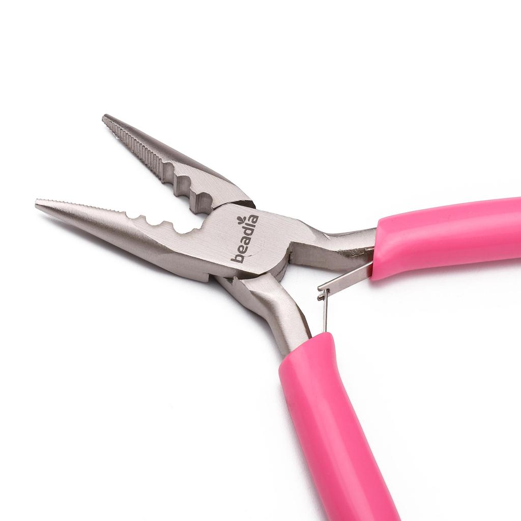 Cute Fuchsia Handle Anti-slip Splicing and Fixing Jewelry Pliers Tools & Equipment Kit for DIY Jewelery Making Needlework