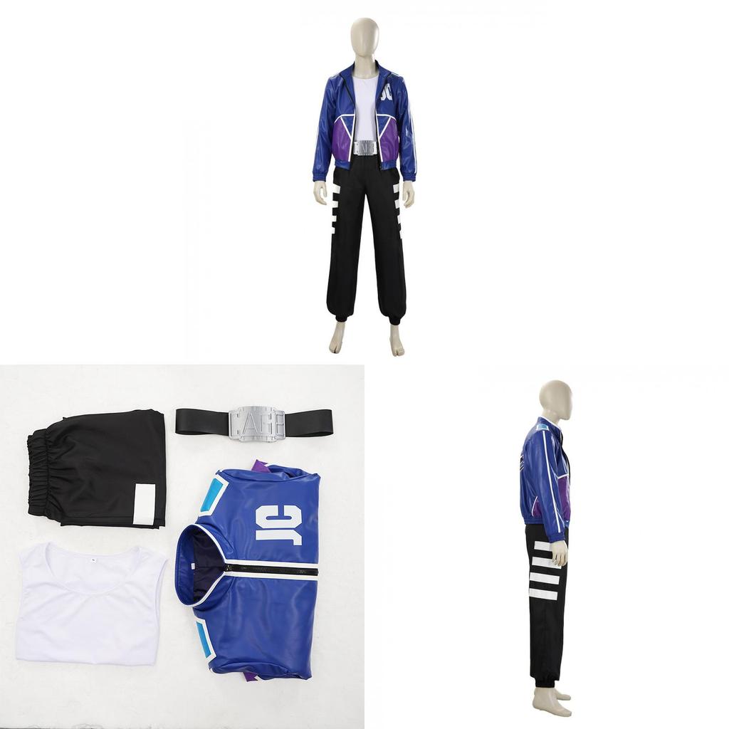 Johnny Cage Cosplay Costume With Glossy Blue Purple Jacket For Anime Role Play
