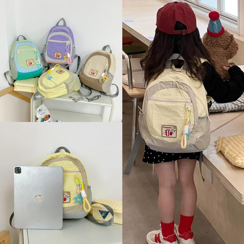 Color Childrens Contrast Backpack With Canvas Material For Daily College Style