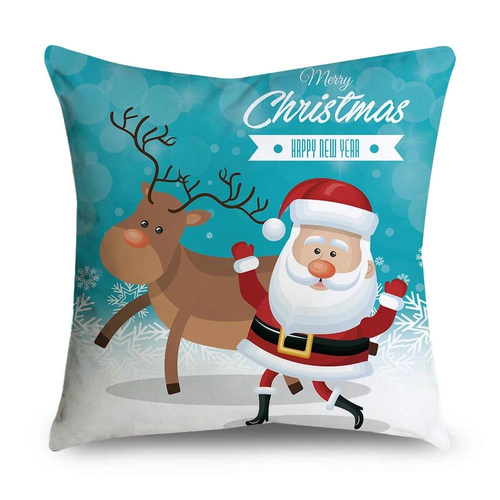 Christmas Pillowcase Animal Moose Sleigh Wreath Santa Claus Snowman Christmas Decoration Office Sofa Bed Car Throw Pillowcase