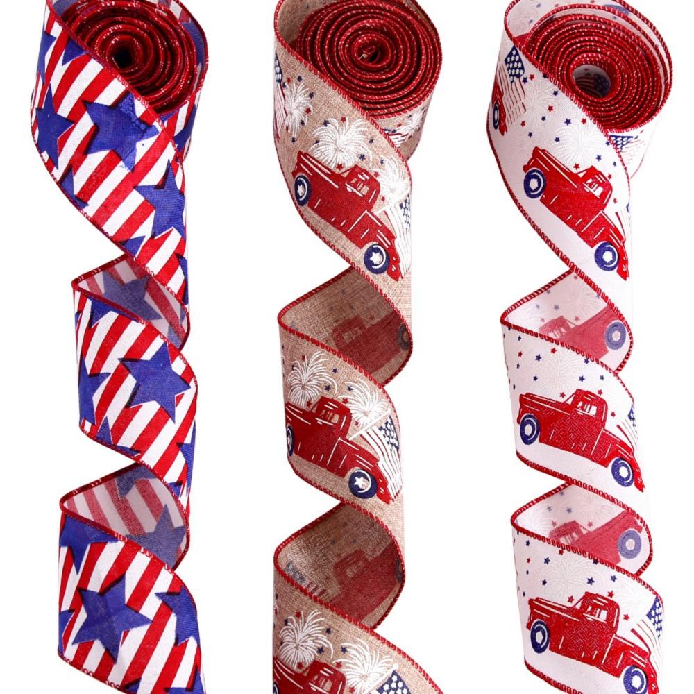 1 rotolo di nastro a stelle e strisce del 4 luglio, nastro blu rosso bianco, decorazioni per il giorno dell'indipendenza per pacchetti di artigianato fai da te per feste patriottiche