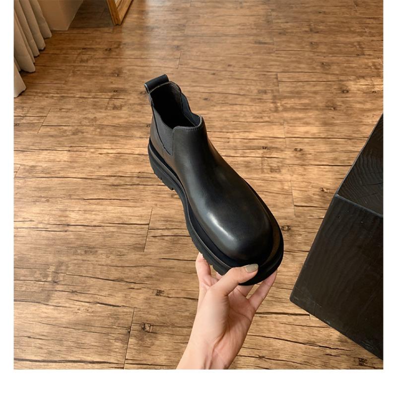 

Ботинки Мартин из коровьей кожи на толстой подошве, на высокой платформе, кожаные, британские, женские ботинки-сигареты, ботинки челси, короткие ботинки на толстом каблуке 35