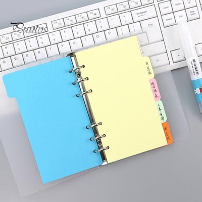 5Pcs Colored Ring Binder Dividers with Tabs Plastic Index Separator Pages 6-Ring Binder Macaron Pastel Page Dividers Writable Labels