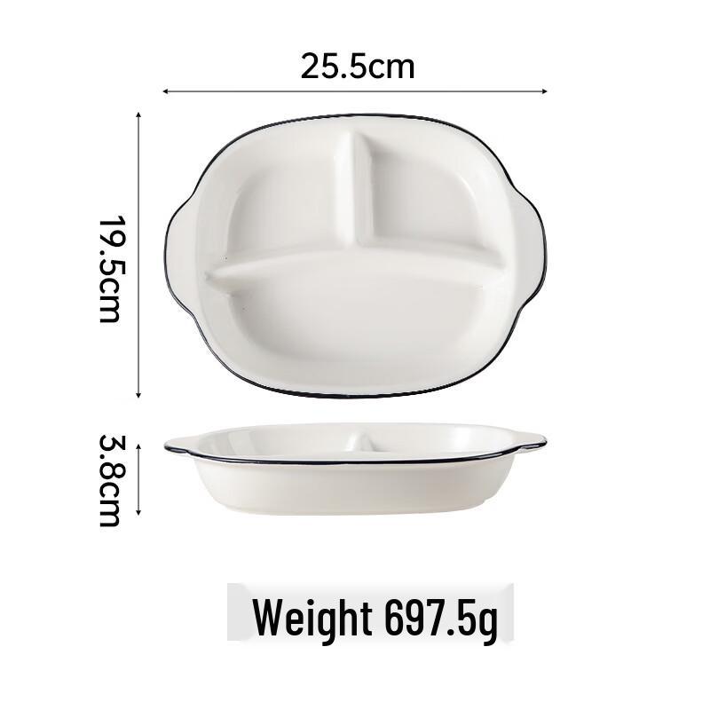 10-inch Square Ceramic Divided Plate with Handles