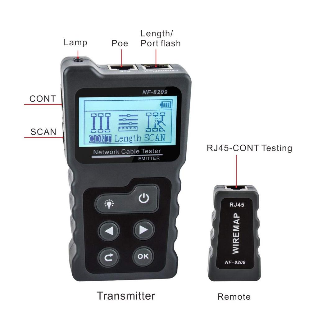 Dearsee Network Cable LAN Cable Wire PoE Cable Checker Tester, Cable, NF-8209 Tester, Tracker, Checker, PoE/Voltage/Current