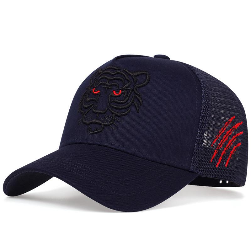 Summer Tiger Head Hat Men's Breathable Big Head Purse Seine Hat High Top Embroidered Baseball Cap Sunscreen Shade Cap