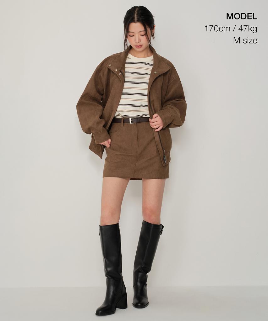 Musinsa Standard Woman Women'S Synthetic Suede High-Neck Blouson Jacket [Light Brown]