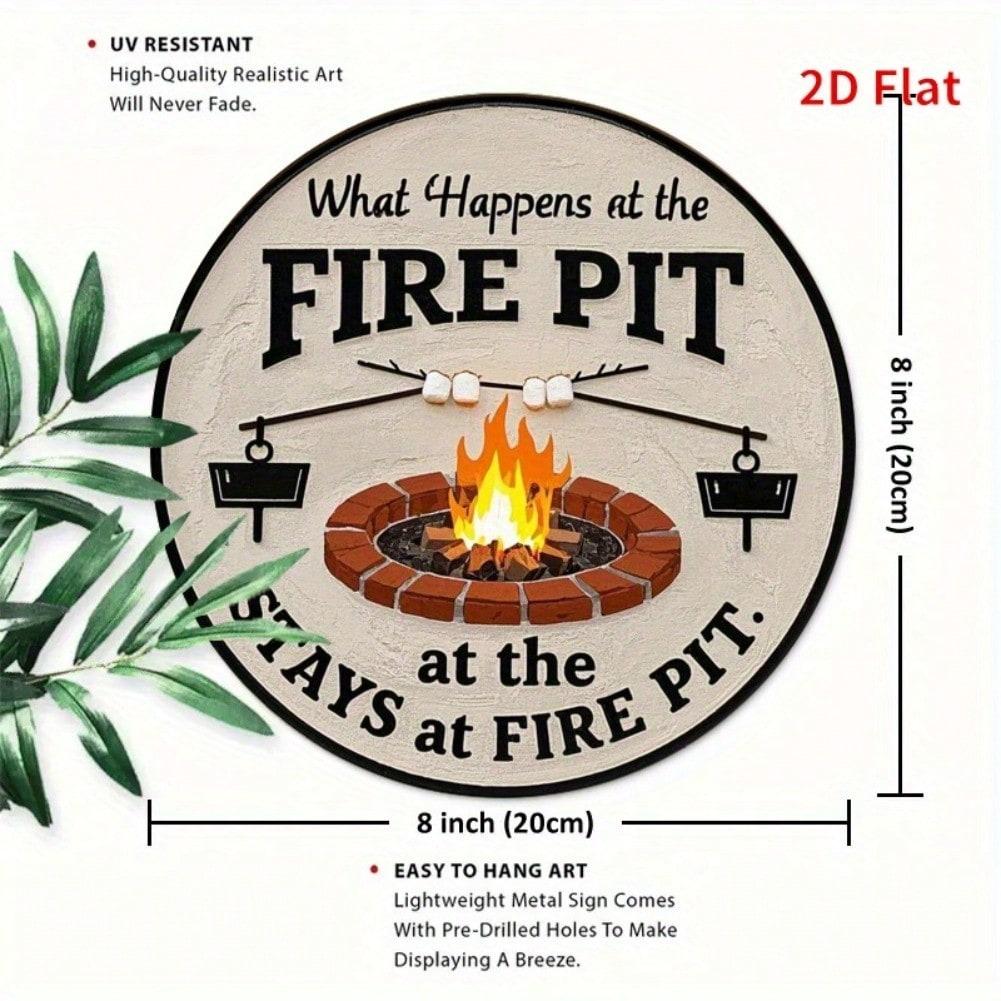 Vintage Fire Pit Metal Sign Durable Indoor Outdoor Weather Resistant Gift