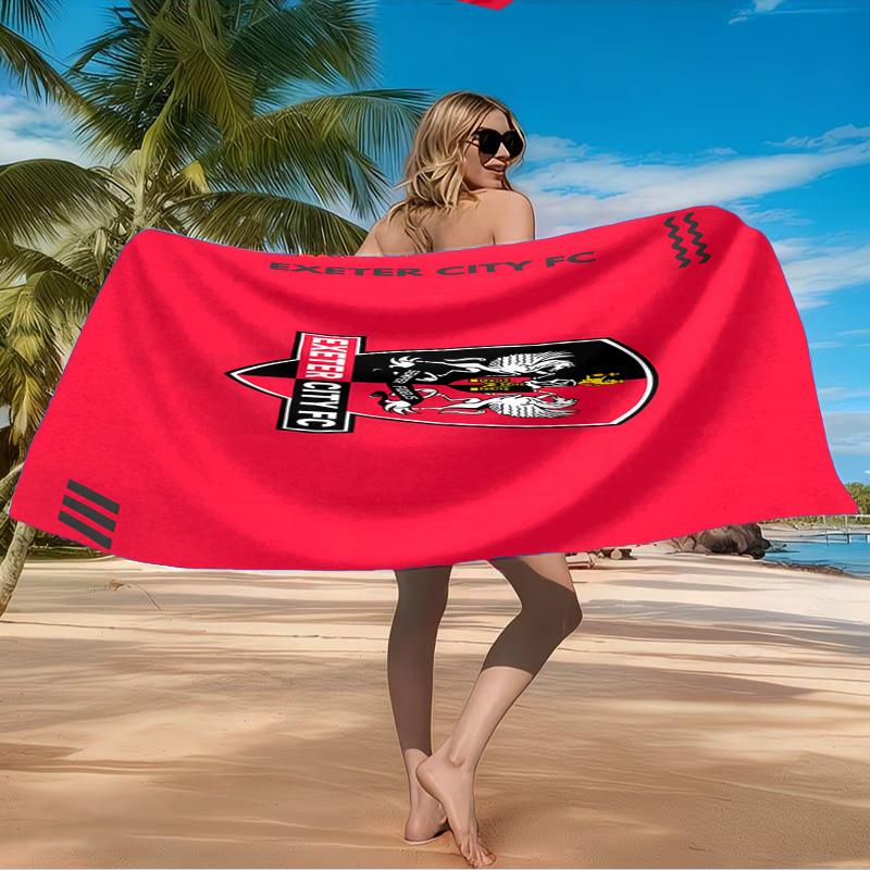 Asciugamano da Spiaggia con Stemma Exeter City Fc, Asciugamano da Spiaggia in Microfibra, Leggero e Asciugatura Rapida, per Viaggi Estivi, Fan della Piscina, Regalo di Compleanno