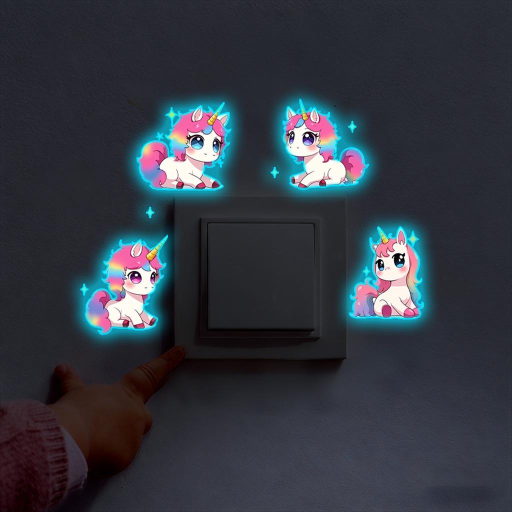 Cartoon Unicorn Switch Night Light Children's Room Bedroom Living Room Switch Decorative Stickers