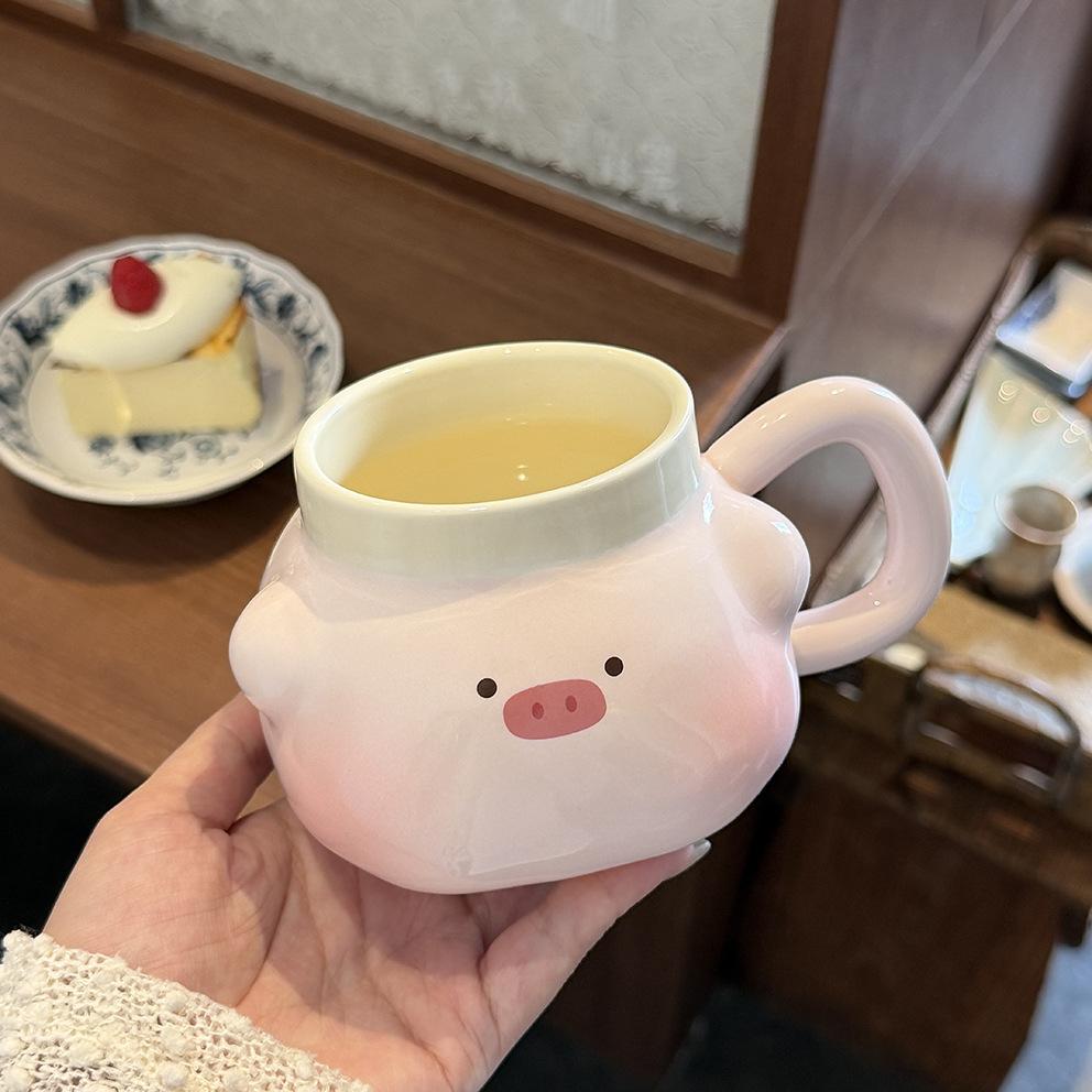 Chef Piggy Mug With Lid Spoon Bizarre Cup Ceramic Niche Drinking Cup For Girls' Birthday Gifts