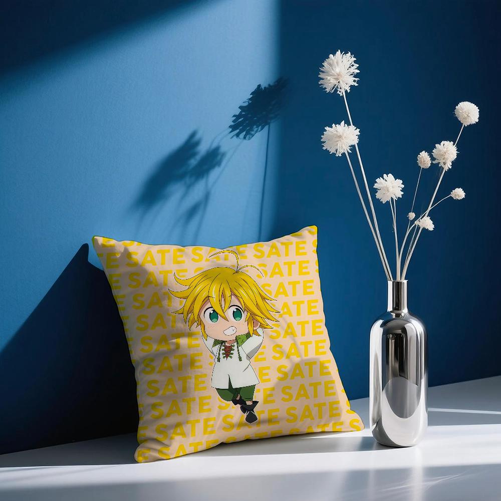 Funda de cojín Anime The S-Seven D-Deadly Sins Meliodas Cómoda y suave ropa de cama amigable con la piel almohada de sofá para el tiempo libre funda de almohada para coche
